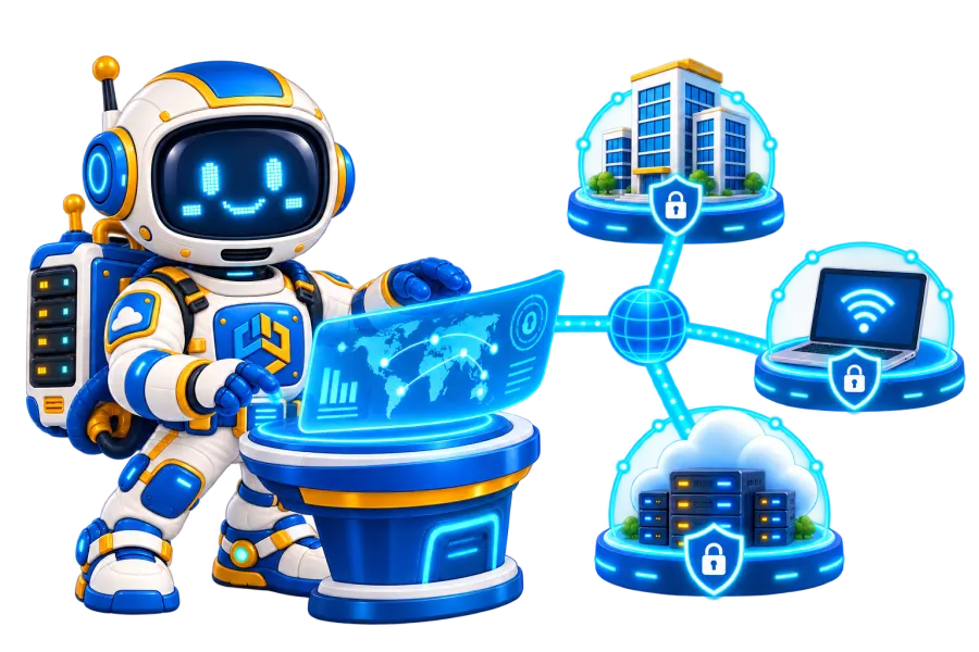 VPS Tunnel VPN untuk Mikrotik CHR | WarnaHost - Maskot WAVI memantau konektivitas dan proteksi VPN Tunnel WarnaHost