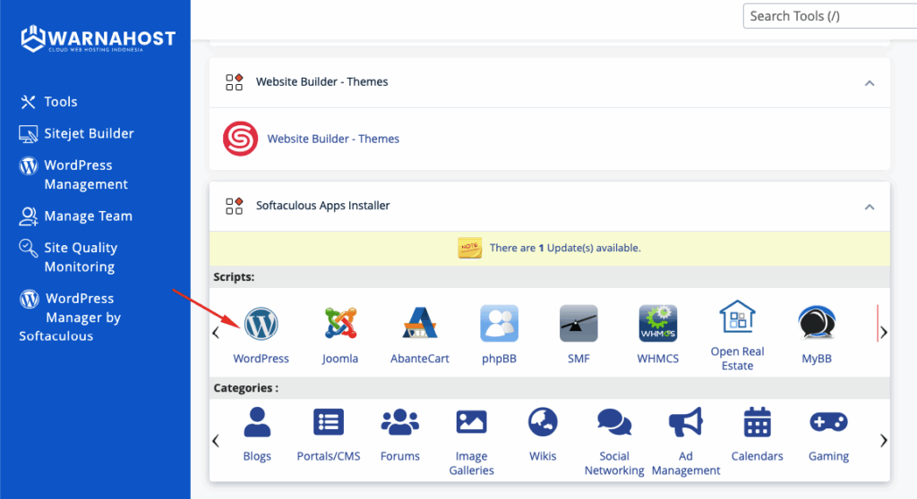cara install wordpress dengan softaculous