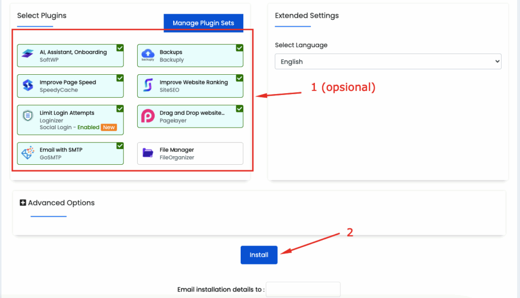 cara install wordpress dengan softaculous