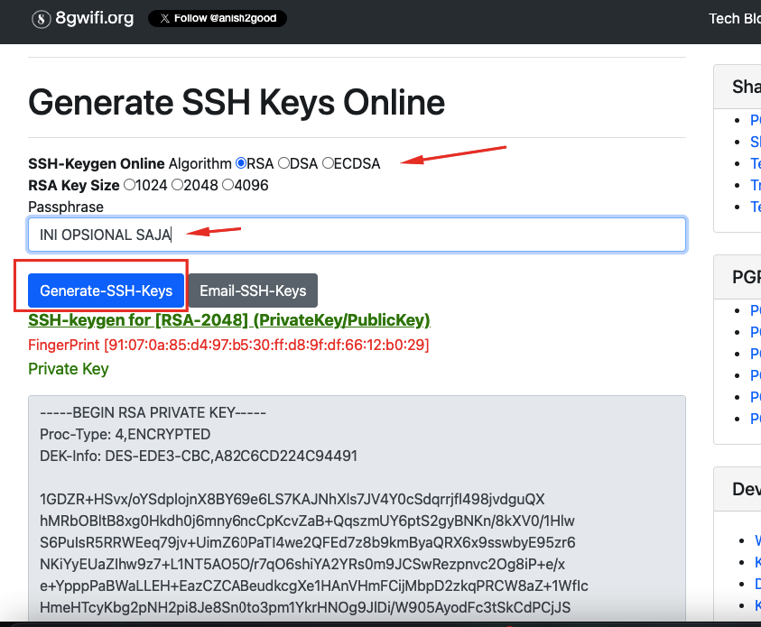 Cara Mudah Membuat SSH Key Generate Online