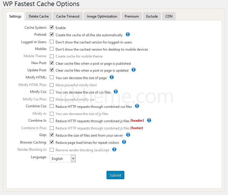 superfast wp fastest cache settings